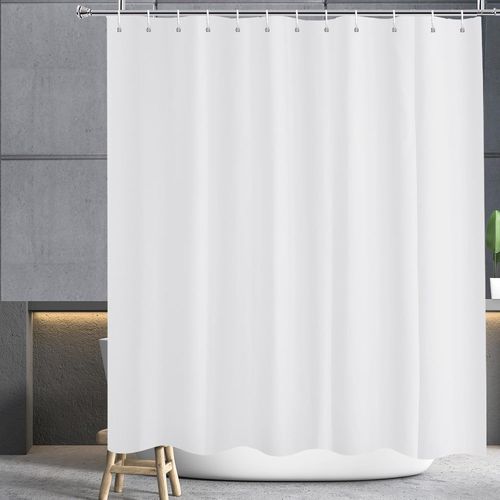 Rideau De Douche Anti-Moisissure 200x220 Long Pour Baignoire, Surlongueur Blanc Tissu De Douche En Polyester Avec Aimant Déperlant, Largeur 200 X Hauteur 220cm[Rac62402878]