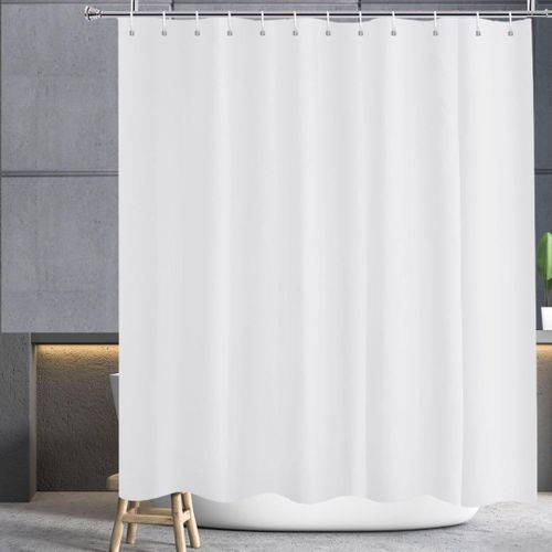Rideau De Douche Extra Longueur Hauteur 240Cm Blanc Pour La Salle De Bain, Grand Rideau De Salle De Bain En Polyester Anti-Moisissure, Déperlant Pour La Baignoire, Largeur 200 X Ha[RAC62402887]