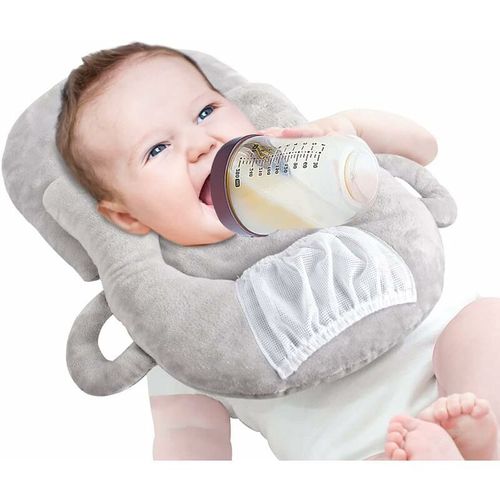 Multifonctionnel Portable Bébé Nourrir Oreiller Amovible Auto-Alimentation Chaise Longue Porte-Bébé (Gris)