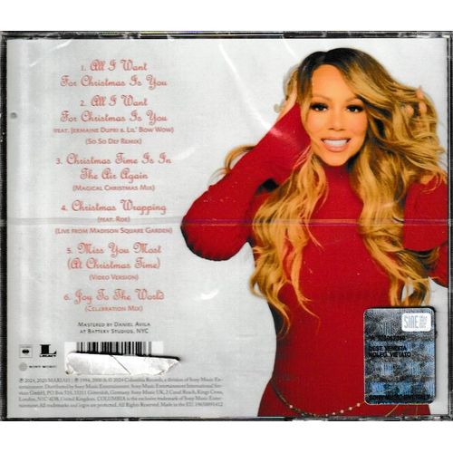 Mariah Carey All I Want For Christmas Is You. 1cd 6 Titres Style: Traditional Ballad Vocal & Holiday (P) 2024®Mariah! ®Legacy ©®Sony Music ®Columbia Made In The E.U. By®Sony Italy «Jewel Case Box New»