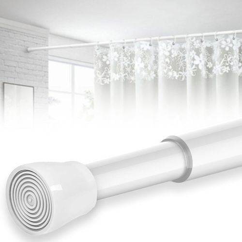 Tringle À Ressort Extensible Sans Vis Pour Rideau De Douche, Salle De Bain (Blanc, 72 À 130 Cm, 25 Mm De Diamètre)[RAC62402163]