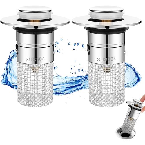 Bonde De Lavabo(2Pcs), Universelle Bouchon Salle De Bain Baignoire, Filtre Evier De Drainage Vidange D'Évier Récupération Cheveux, Universel Avec Panier Filtrant Amovible[RAC62400626]