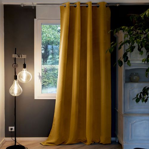 Rideau Occultant 140x260 Cm Doublure Polaire Polyester Moutarde