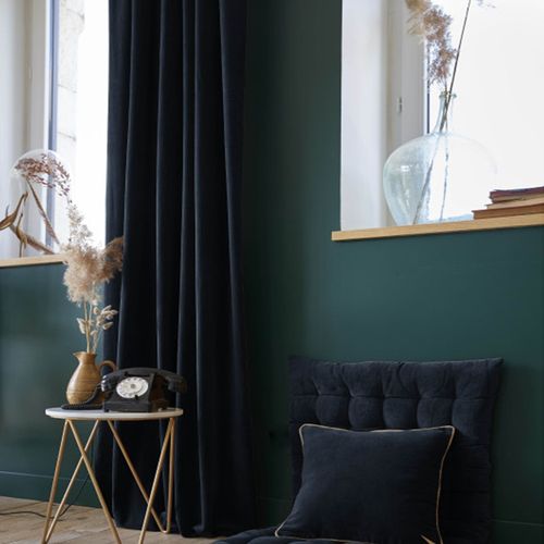 Rideau Ajustable 140x270 Cm Velours De Coton Minuit