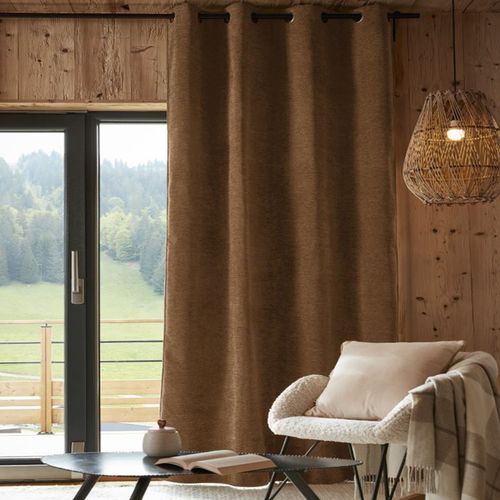 Rideau Occultant Polaire 140x240 Cm Polyester Camel