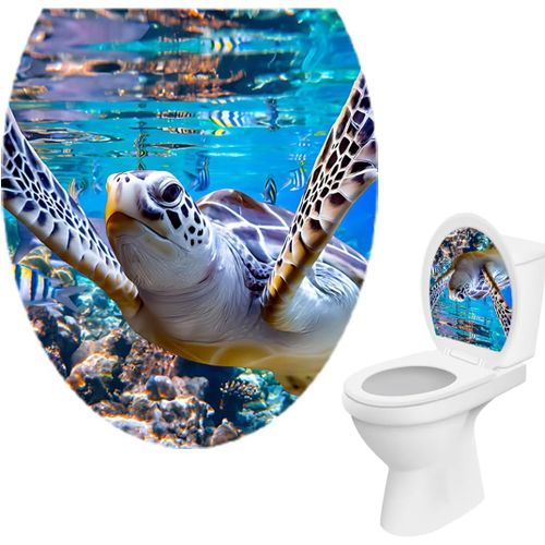 1 Autocollant Pour Siège De Toilette En Forme De Tortue De Mer, En Vinyle Marin, Décoration De Salle De Bain, Accessoires De Salle De Bain Durables Et Pratiques[RAC62403031]