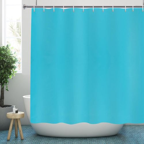 Rideau De Douche Textile Bleu Aigue-Marine Pour Baignoire, Rideau De Douche En Tissu Polyester Avec Poids Rideau De Douche Hydrofuge Lavable, Largeur 200 X Hauteur 200Cm[RAC62402858]