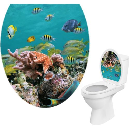 1 Autocollant En Vinyle Pour Siège De Toilette En Forme D'Étoile De Mer, Décoration De Salle De Bain, Accessoires De Toilette Durables Et Pratiques, Autocollant Pour Couvercle De T[RAC62403029]