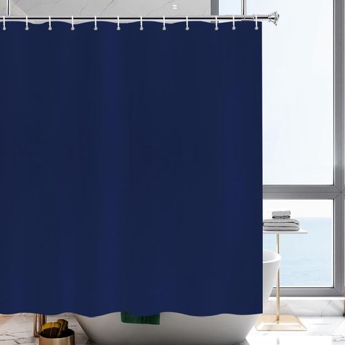 Rideau De Douche Textile Bleu Marine Hydrofuge Lavable, Rideau De Douche En Polyester Bleu Foncé Pour La Maison Pour Baignoire, Largeur 200 X Hauteur Supplémentaire 220Cm[RAC62402849]