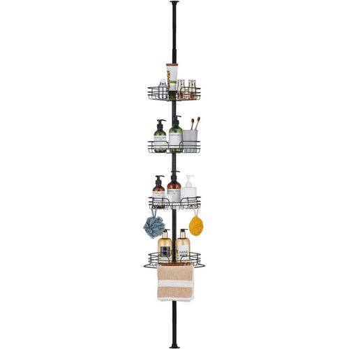 Étagère De Douche Télescopique Étagère D'Angle Douche Sans Percage Métal Avec 4 Paniers Pour Baignoire Et Salle De Bain 73-266Cm Noir[RAC62403278]