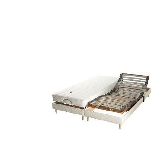 Lit Double Electrique Independant 2x90x200 Avec Matelas Et Reglage Dividuel Fermetee Somier