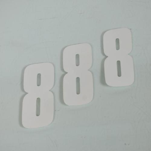 3 Sticker Autocollant Numéro De Course Huit 8 Blanc 100x50mm Pour Motocross