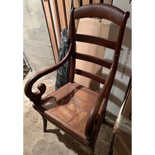 Fauteuil En Palissandre Avec Assise Cannée 