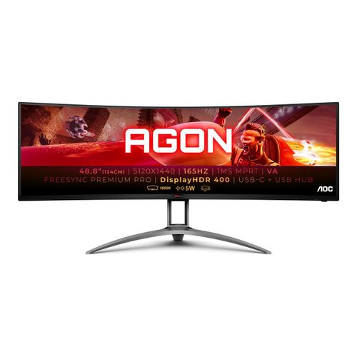AOC Gaming AG493UCX2 - AGON Series - écran LED - jeux - incurvé - 49" (48.8" visualisable) - 5120 x 1440 Dual Quad HD @ 165 Hz - VA - 550 cd/m² - 3000:1 - DisplayHDR 400 - 1 ms - 3xHDMI...