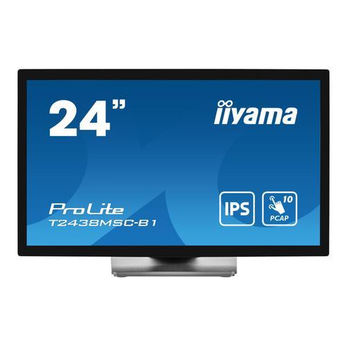 iiyama ProLite T2438MSC-B1 - Écran LED - 24" (23.8" visualisable) - écran tactile - 1920 x 1080 Full HD (1080p) - IPS - 600 cd/m² - 1000:1 - 5 ms - HDMI, DisplayPort - haut-parleurs - noir mat