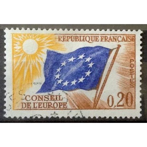 Conseil Europe Drapeau 0,20 Brun, Bleu Et Jaune (Très Joli Service N° 27) Obl - France Année 1963 - Brn83 - N20619