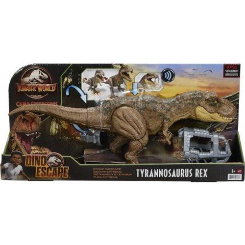 Grand Dinosaure Tyrannosaurus Rex 54 Cm - Articulé Et Sonore - Jurassic World - Dino Escape Furie Supreme - Set Animaux Préhistorique + 1 Carte