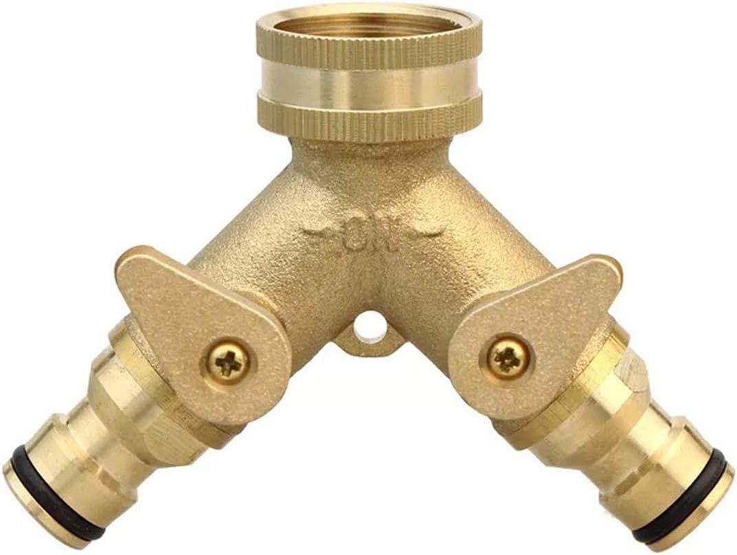 Répartiteur de tuyau en Y robuste 3/4 en laiton 2 voies Connecteur de  robinet Tuyau d'arrosage Adaptateur répartiteur de tuyau avec vannes  d'arrêt