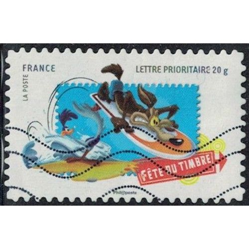 France 2009 Oblitéré Used Fête Du Timbre Bip Bip Et Vil Coyotte Font Du Surf Y&t Fr 268 Su
