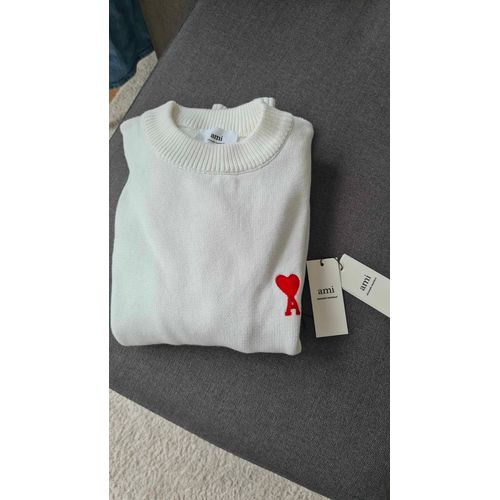 Pull Col Rond Ami De Coeur Blanc Et Rouge