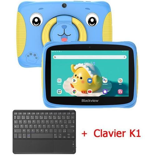 Blackview Tab 3 Kids Tablette Enfants Android 13 7" 60HZ 4Go+32Go-SD 1To 3280mAh WiFi Éducative Tablette Bleu Avec Clavier K1