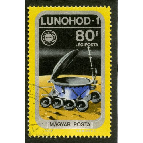 Timbre Oblitéré Magyar Posta, Lunohod 1, 80 F, Légiposta