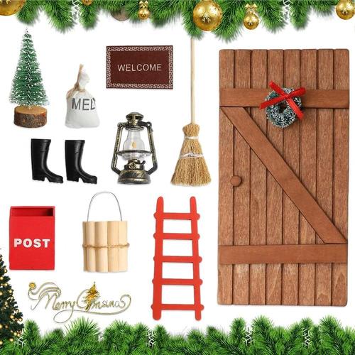 Porte Lutin Farceur de Noël,Accessoires Lutin Farceur Décoration de  Noël,Kit Lutin Farceur de Noël Bottes,Lampe à Huile,Arbre Noël