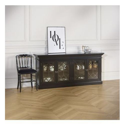 Robin Des Bois - Stella - Buffet Vitrine Style Romantique En Bois Massif - Noir