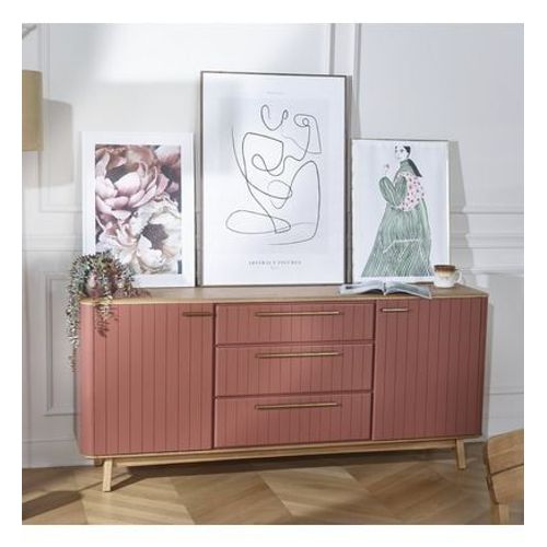 Robin Des Bois - Joël - Buffet De Salle À Manger Style Moderne En Bois Massif 190 Cm - Rouge