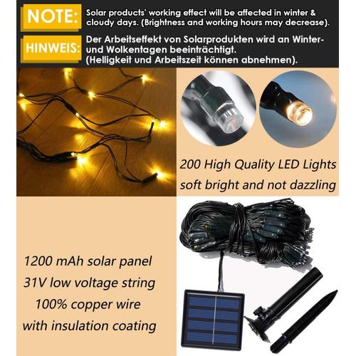 Achetez LED Solar Light String Fairy Light Extérieur Étanche Des Lumières  de Terrasse Avec 8 Modes Timer Pour la Clôture de la Décoration de Fête de  Noël de la Clôture - Lumière