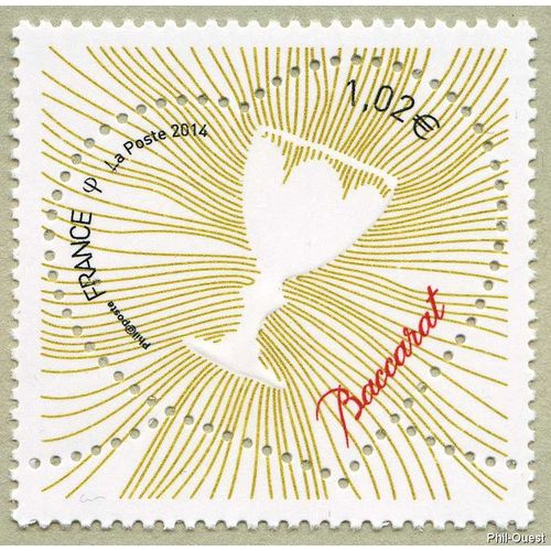 France 2014, Très Beau Timbre Neuf** Luxe Yvert 4833, Pour La Saint Valentin, Le Coeur Par Baccarat, Motif "Verre À Pied Cristal".