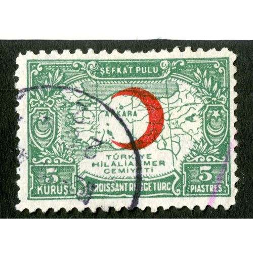 Timbre Sefkat Pulu.Ankara.Turkiye Hilaliahmer Cemiyeti.Croissant Rouge Turc.5 Kurus.5 Piastres.