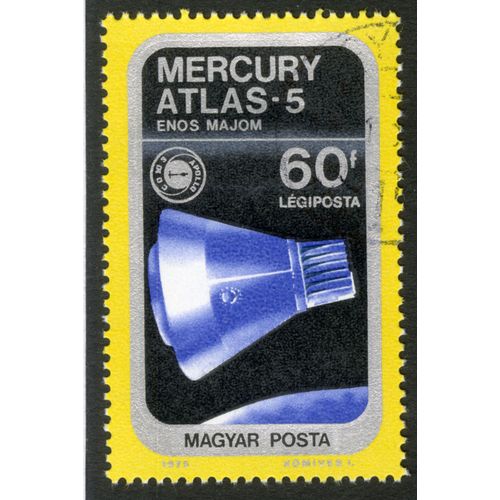 Timbre Oblitéré Magyar Posta, Mercury Atlas 5 Enos Majom, 60 F, Légiposta