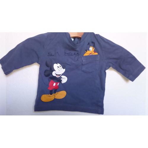 T.Shirt Bébé Garçon Disney Mickey & Pluto Taille 1 Mois Idée Cadeau