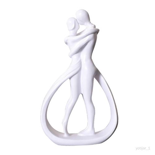 Statue de Couple en résine, Figurine de Couple moderne pour armoire Blanc