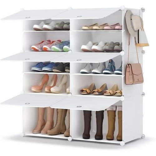 Meuble Chaussure, 5 Niveaux Rangement Chaussure 20 Paires Etagere Chaussure Avec Porte, Armoire A Chaussures Pour Entrée Salo[H840]