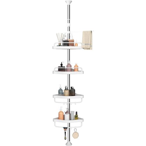 Télescopique Étagère De Douche Sans Percage Salle De Bain Rangement Antirouille Réglable En Hauteur 70-330Cm Avec 4 Paniers Et 1 Porte-Serviettes Pour Baignoire Et Salle De Bain Bl[RAC62411234]