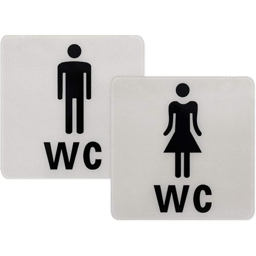 2Pcs Plaque De Porte Femmes Et Hommes, Sticker Toilette 12.4Cm X 12.4Cm 1 Paire De Toilette Wc Autocollant Amovible 3D Miroir Vinyle Art Wall Sticker[RAC62411018]