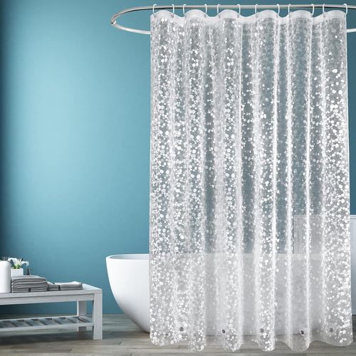 Rideau De Douche Transparent Plus Épais Avec 5 Aimants 240X200Cm Extra Large, Anti Moisissure Motif De Galets 3D, Plastique Imperméable Eva, Pour Baignoire Avec 12 Crochets[RAC62408647]