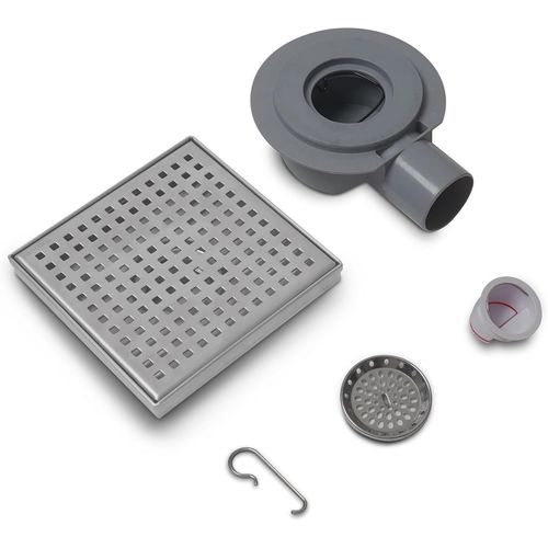 Carré Siphon De Sol 150×150 Mm, Grille D'Évacuation En Acier Inoxydable, Caniveau De Douche À Siphon Rotatif 360° Réglable, Avec Clapet Anti-Odeur Et Filtre Anti-Cheveux[RAC62410502]