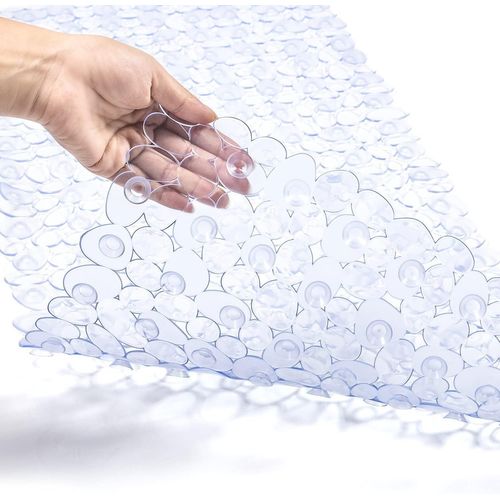 Tapis De Bain Antidérapant Extra Large Avec Ventouses Et Trous De Drainage Pour Salle De Bain, Lavable En Machine, 88 X 40 Cm (Transparent)[RAC62411221]