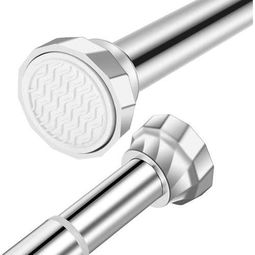 Tringle À Rideau De Douche Réglable En Acier Inoxydable Argenté - Sans Perçage - Barre De Tension À Ressort Extensible - Antirouille Et Antidérapante - 155-215 Cm - Pour Salle De B[RAC62409673]