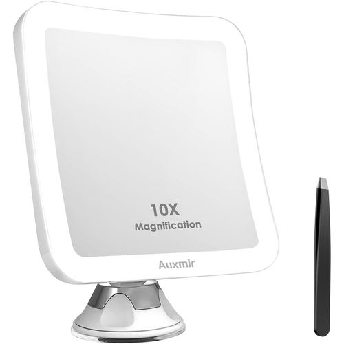 Miroir Grossissant 10X Avec 16 Lumières Led, Forte Ventouse D'Attache Ajustable À 360° Sans Fil, Alimentation Batterie, Miroir Maquillage Grossissant Pour Salle De Bain, Voyage[RAC62412257]