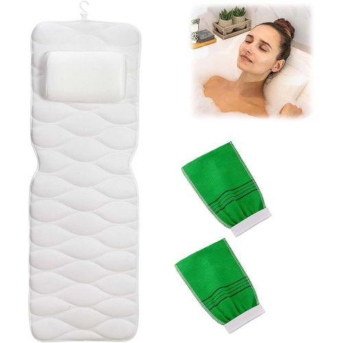 Coussin Baignoire, Tapis De Bain Support Complet Du Corps, Matelas De Bain Avec Appuie-Tête Et Supports Pour Le Corps, Oreiller De Bain Ergonomique, Oreiller De Baignoire Avec Vent[RAC62409191]