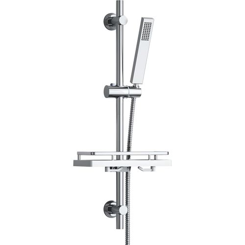 Colonne De Douche Avec Étagère De Douche/Porte-Savon, Barre De Douche En Acier Inoxydable De 70 Cm, Ensemble De Douche Et Pommeau De Douche, Douchette Avec Tuyau Et Support, Chromé[RAC62410954]