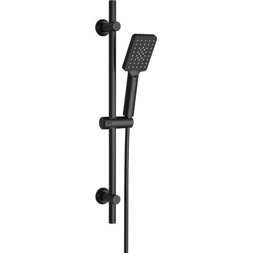 Colonne De Douche En Acier Inoxydable Avec Douchette À Main 3 Jets, Barre De Douche De 70 Cm Et Support De Pommeau De Douche Et Tuyau Pour Salle De Bain, Rectangulaire Noir Mat[RAC62410959]