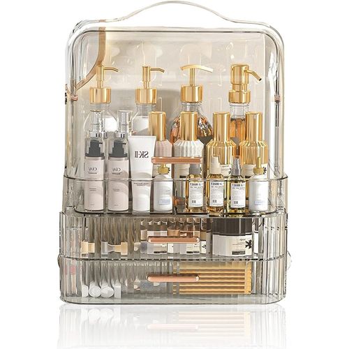 Stockage Cosmétique Pour Salle De Bain Maquillage Organisateur Avec Tiroir Et Poignées Boite De Rangement Skincare Et Bijoux Makeup Organiser Avec Présentoir À Rouge À Lèvres Prése[Rac62412722] 