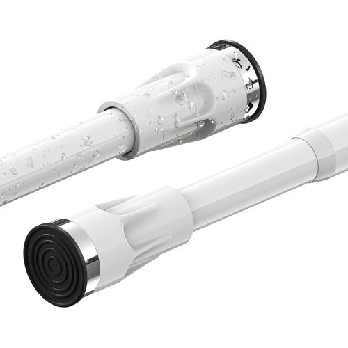 Tringle De Rideau De Douche Télescopique En Fer, 177-223 Cm Barre Télescopique Extensible À Ressort Sans Perçage - Avec Ventouse Fixe - Pour Douche Et Baignoire/Blanc[RAC62412823]