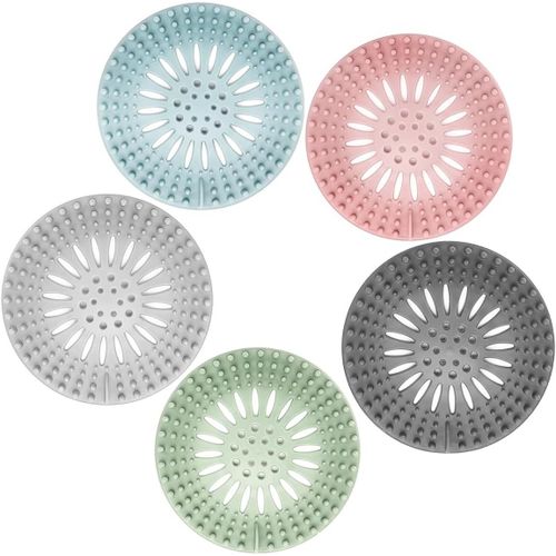 5 Pièces Attrape-Cheveux, Couvercle De Vidange De Douche, Protecteur De Crépine D'Évier, Piège À Cheveux De Bain En Silicone Durable Facile À Installer Et À Nettoyer, Combinaison P[RAC62412711]