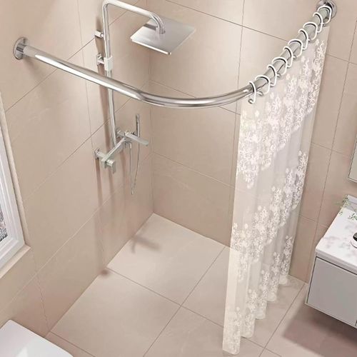 Tringle À Rideau De Douche Sans Perçage En Forme De L, Réglable En Acier Inoxydable, Support De Rail De Rideau De Douche Adapté Au Dressing De Salle De Bain (75-95X90-130Cm)[RAC62408266]